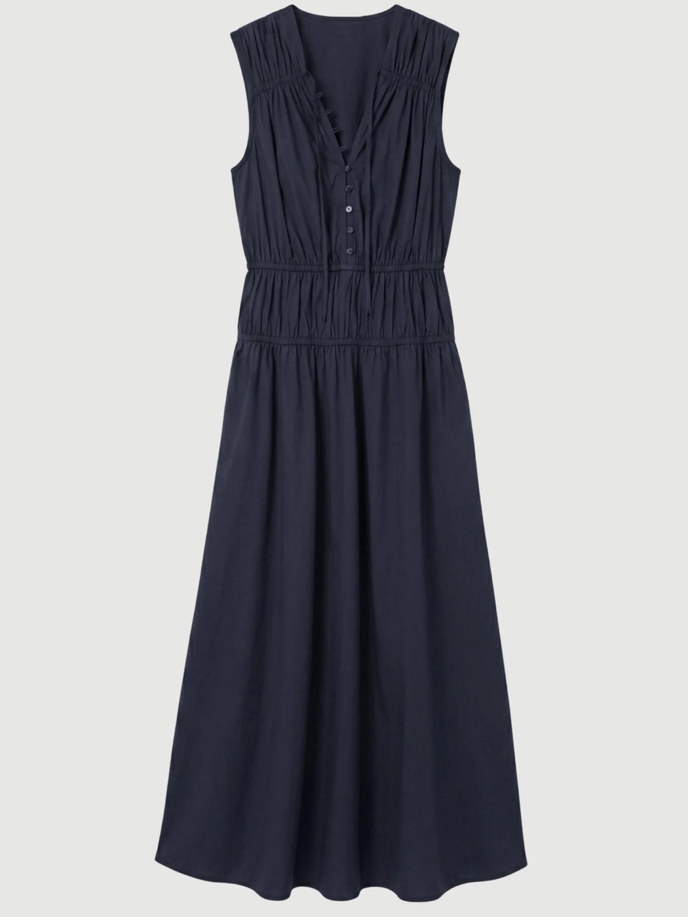 Modern Citizen Iga Gathered Orfanoc Cotton Navy Maxi Dress Size XS NWT - Picture 8 of 9